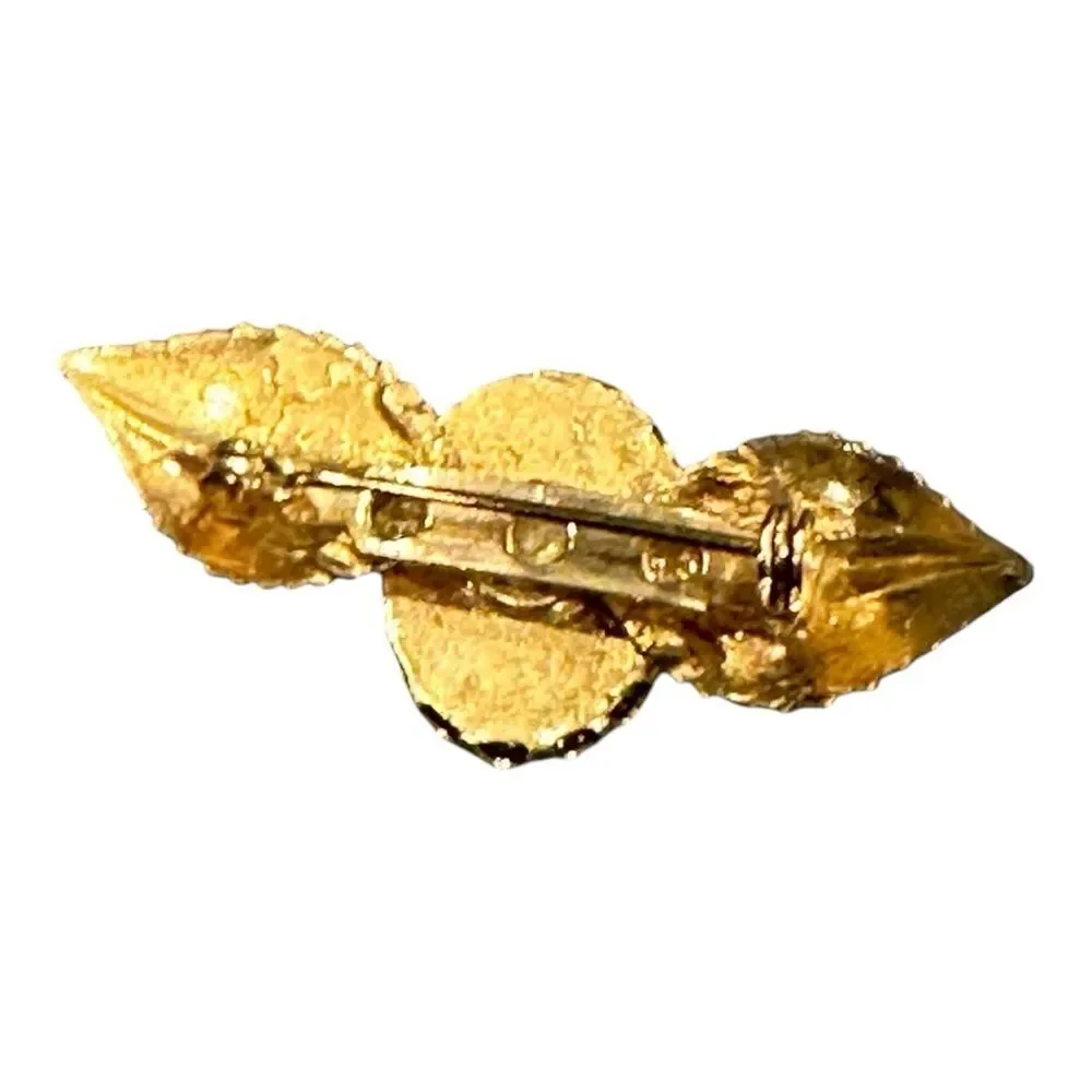 Elegant Gold and Brown Leaf Brooch